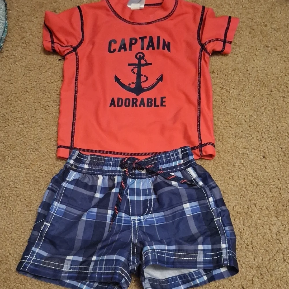 Carter's Coral and Blue Kids Swim Set